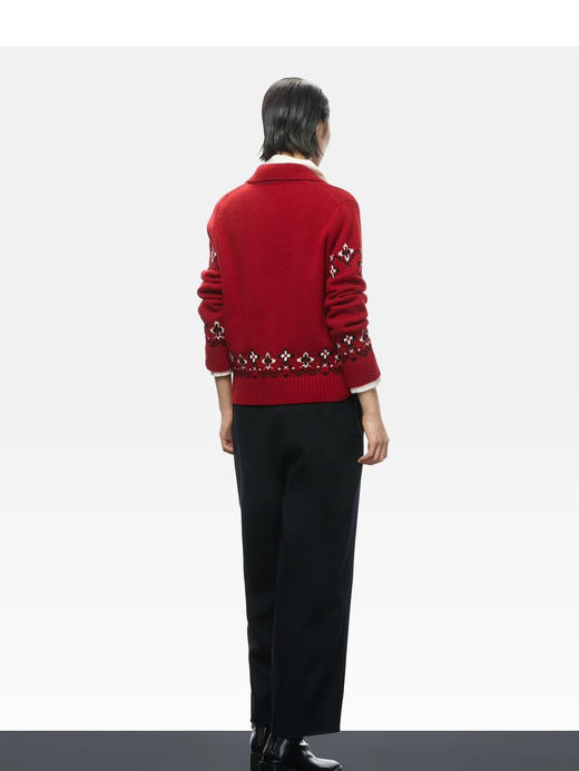 进口澳洲羊毛保暖新年战袍开衫POLO翻领费尔岛毛衣 商品图4