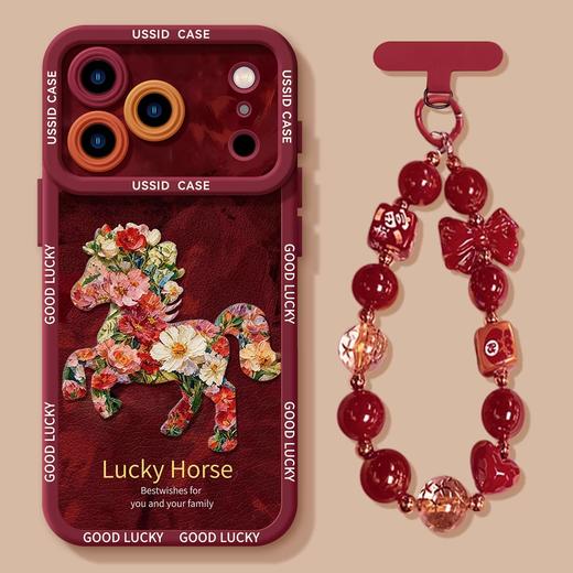 【精致美观时尚❗️满满新年氛围感】2026马年新年春节手机壳适用苹果17p玫瑰16pm皮质iPhone15pro硬红色14新年13套。jc 商品图0