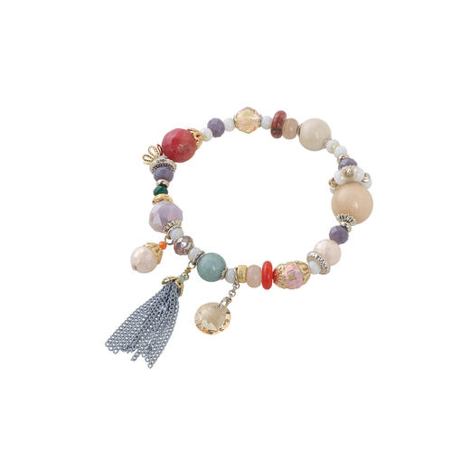 三彩2026新款多宝手工串珠流苏吊坠手链手串小众国风松弛设计感 商品图1