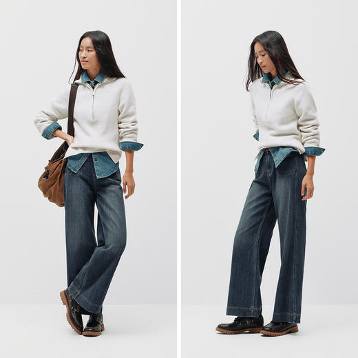 森柔|商场同款森马牛仔裤女春季宽松长裤2026新款百搭显瘦喇叭裤 商品图4