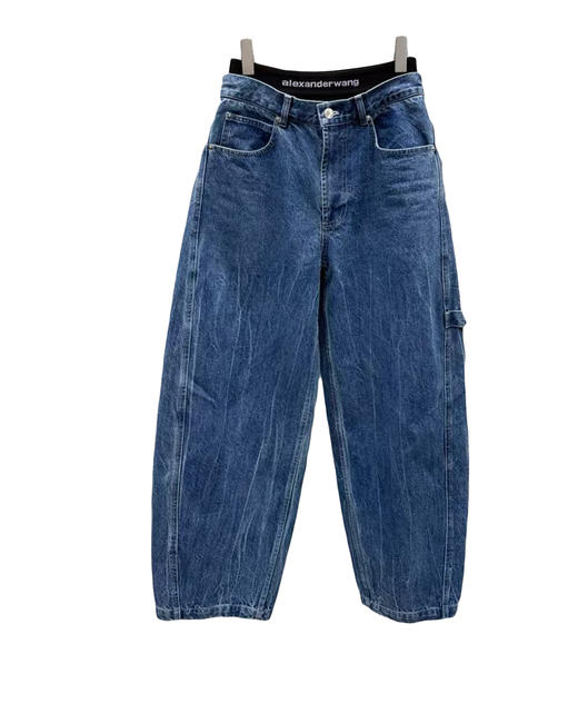 女款双腰阔腿牛仔裤长裤la002 商品图0