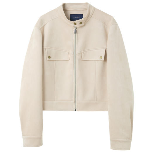 三彩2026春季新款宽松短款仿麂皮绒空气层外套简约夹克上衣M 商品图4