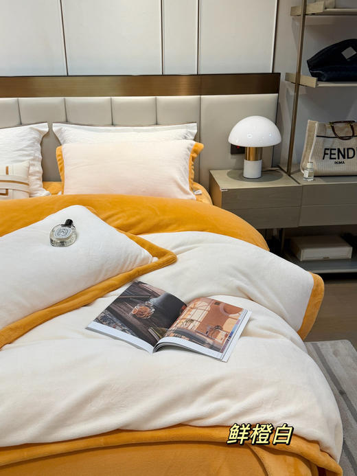 一套近10斤！超厚实280g A类母婴级牛奶绒四件套秋冬床品 糯叽叽手感速暖进口导电丝不静电配礼袋乔迁新居礼品 商品图2