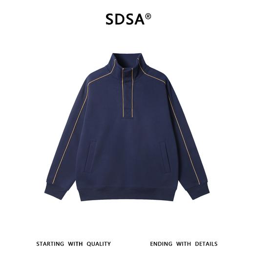 26WY10SDSA男士秋冬新款痞帅男装潮牌撞色线条立领卫衣百搭套头时尚上衣 商品图1