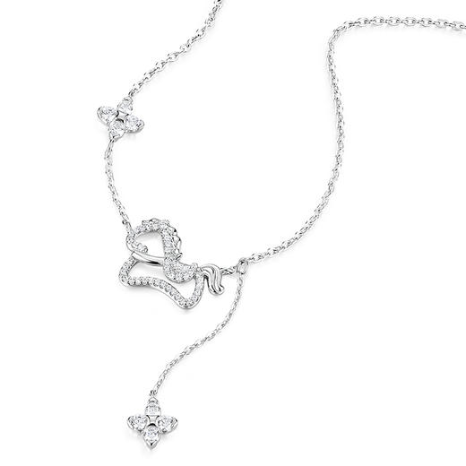 【马年限定】 卡蒂罗KADER 马上幸运项链 本命年新中式国潮轻奢原创小众设计流苏四叶草通勤百搭生肖锁骨链 好运 项链 女款 银色 礼盒款 商品图1