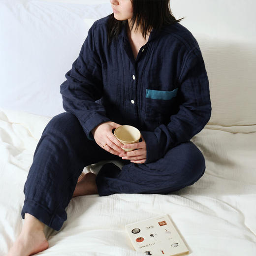 伽罗 JALO 100%新疆长绒棉云朵肤感四层棉纱厚款家居服 商品图2