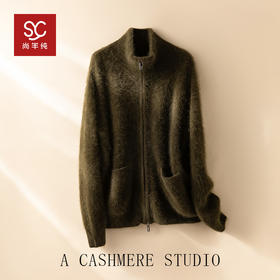 北美小动物系列~半高领双拉链开衫毛衣女宽松加厚外套XDW250502