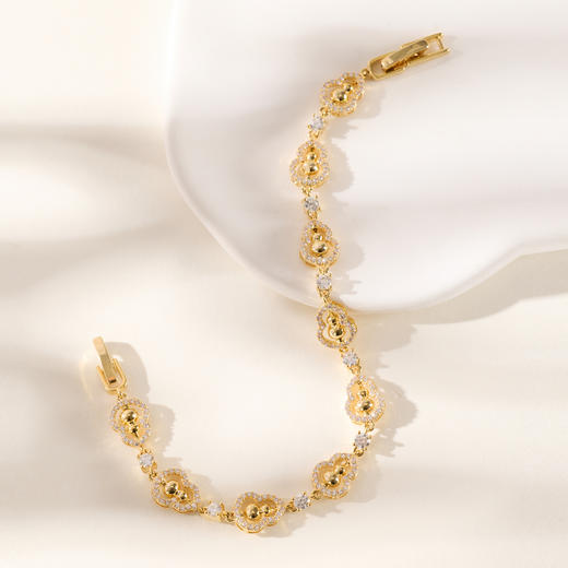 三彩2026新款镀金镶锆石葫芦手链轻奢国风福禄吉祥节日优雅贵气 商品图1