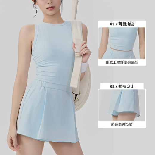 【限时秒】YOGACODE【火树银花系列】网球套装女裸感运动健身套装防走光透气休闲两件套DWK116049+116050 商品图1