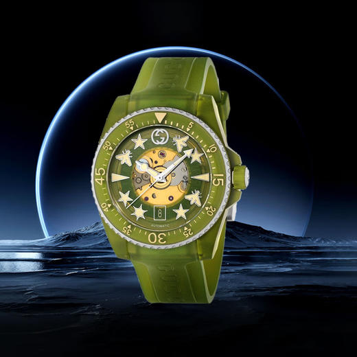 【GUCCI古驰 Dive系列腕表】 自动机械机芯 PC塑料表带 40mm 绿色表盘 男表 商品图1