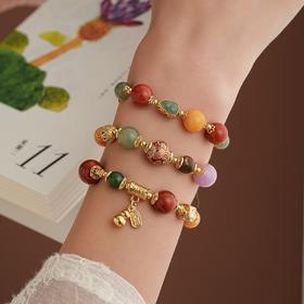 【福至心灵·南红多宝手串】敦煌福泽小众十二通宝南红手串和田玉蜜蜡多宝手串