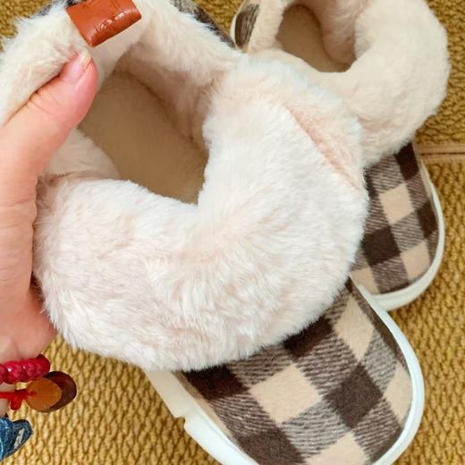 【焕新外穿棉鞋】舒适，高帮防风，卡其格、绿格纹棉拖鞋冬季室内家居，包跟棉鞋，加绒保暖，外穿高级感！ 商品图5