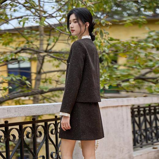 奢姿大码女装2025冬季时尚撞色花边圆领套装胖妹妹气质减龄两件套9954953943 商品图3