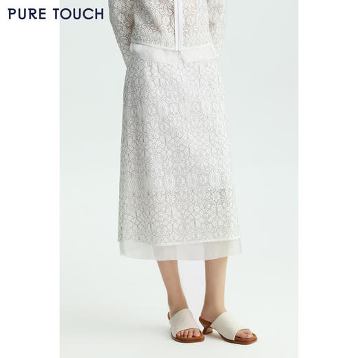 商场同款PURE TOUCH女装26春夏新款蕾丝半身裙棉混纺过膝中长裙 商品图0