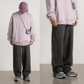 CryingCenter 深碳灰 坑条收脚口加厚型橡筋腰毛绒毛织裤哭喊中心