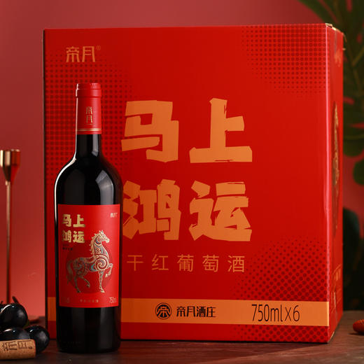 【”马上鸿运“红酒750ml】马年春节元旦礼品 宁夏贺兰山干红葡萄酒  商品图1