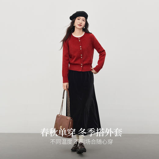 【12/31新品】熙世界本命年红色厚毛衣女2026早春新款新年本命年圆领套头针织衫 商品图1