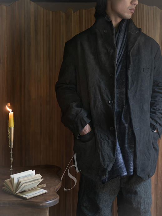 Silvana Manetti 黑灰色烟雾丝羊毛手工毡艺披肩 商品图0