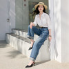 三彩2026春季新款休闲牛仔裤卷边高腰宽松直筒裤九分裤S 商品缩略图2