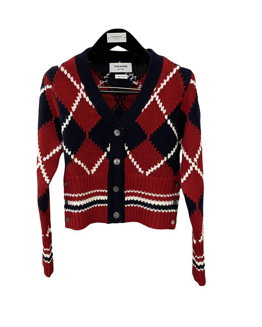 女款短款菱格纹羊毛针织开衫毛衣ho022 商品图0