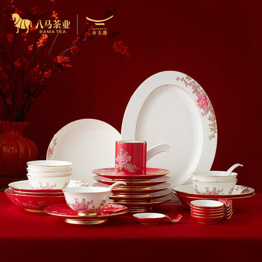 八马茶业茶具 | 新年礼-抱春红32头餐具(6人位) 商品图3