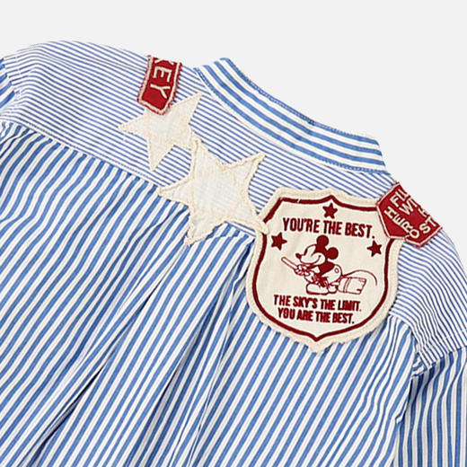 日本DD童装 DENIM DUNGAREE 迪士尼联名米奇贴布条纹衬衫 商品图3