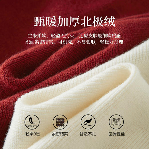 【12/31新品】熙世界北极绒抽绳连帽毛衣女秋冬纯色设计感宽松长袖套头针织上衣 商品图3