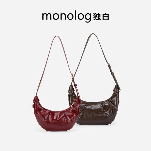 【新品首发】独白巴黎日记牛角包时尚油蜡皮单肩斜挎女包D4200/L 商品图6