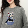 【年货节】熙世界招财猫提花保暖毛衣女冬季休闲宽松慵懒套头圆领羊毛针织衫 商品缩略图4