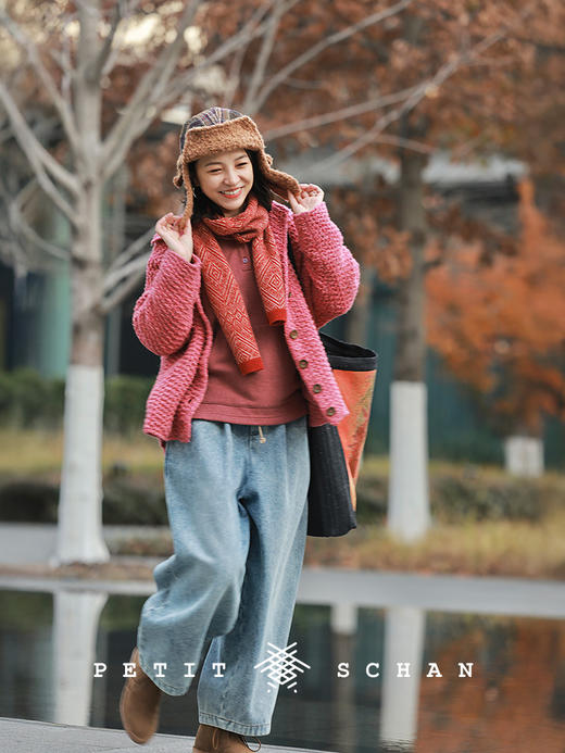 PETIT SCHAN小闪 CLO#1012 Red bean paste 红豆沙 汉麻莱赛尔抓绒连帽卫衣 商品图4