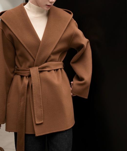 （*禾升级 安美桥面料）火桐hooton 缄默秋阳 30羊绒羊毛双面呢短款连帽大衣外套ZB9008 商品图3