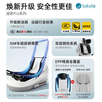 路途乐儿童安全座椅0–12岁i-Size认证新国标360度旋转 途跃pro粽野绿 商品图0