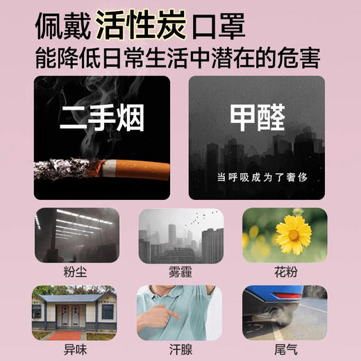 【安全净化过滤守护❗️显脸小护眼角】四层加厚活性炭孕妇口罩放二手烟专用防油烟活性炭防甲醛异味高颜值。jb 商品图2