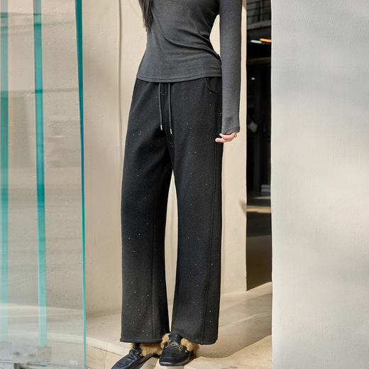 奢姿大码女装2025冬季减龄半松紧直筒裤子胖妹妹抽绳时尚休闲裤9954569940 商品图4