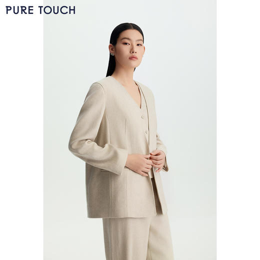 商场同款PURE TOUCH女装26春夏新款v领西装外套直筒廓形通勤外套 商品图0