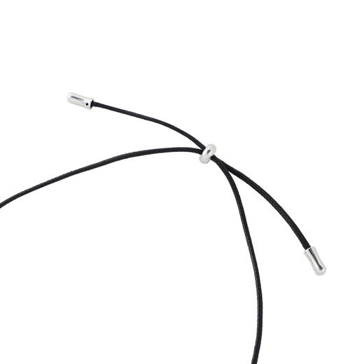 三彩2026新款极简风银色U型金属吊坠项链编织黑绳毛衣链时尚高级 商品图4