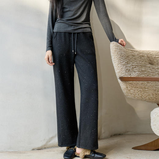 奢姿大码女装2025冬季减龄半松紧直筒裤子胖妹妹抽绳时尚休闲裤9954569940 商品图1