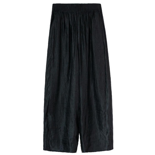 牧衣游原创 26姆米重磅丝麻净色休闲长裤黑色显瘦宽松阔腿裤 曦容 商品图4