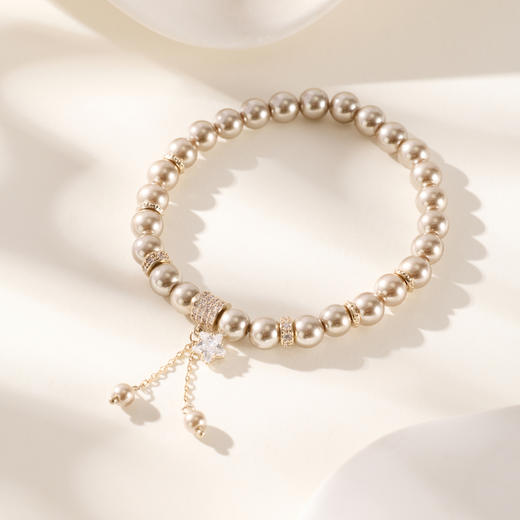 三彩2026新款咖啡金珍珠钻饰手串手链轻奢松弛高级复古优雅简约 商品图2