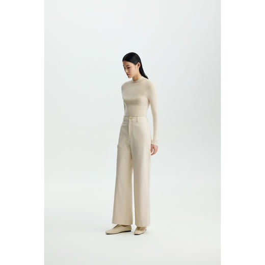 商场同款PURE TOUCH女装26春新款棉混纺牛仔裤微弹白色高腰直筒裤 商品图7