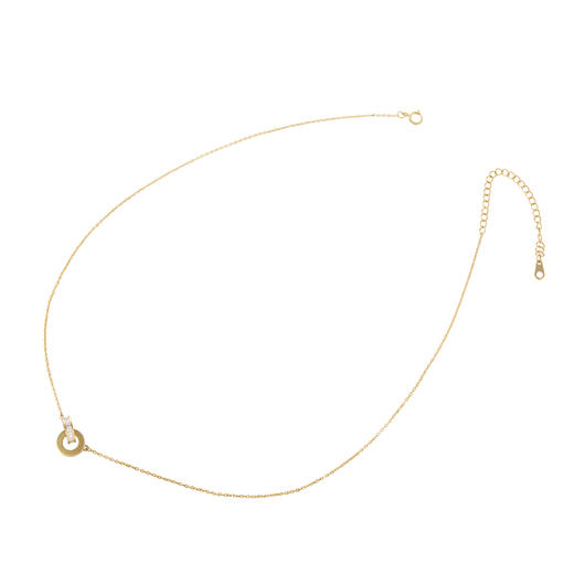 三彩2026新款极简几何双环吊坠项链轻奢锆石通勤约会设计感高级 商品图2