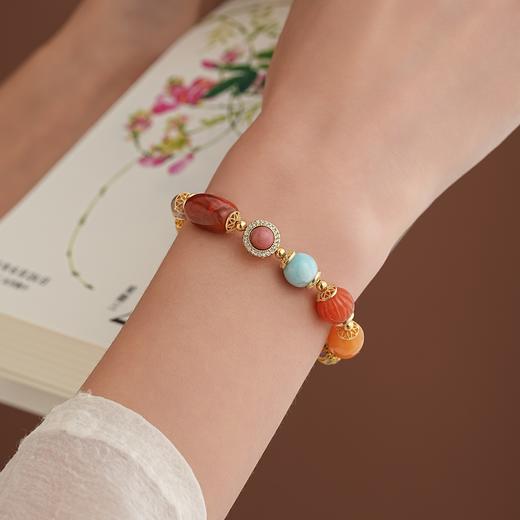 【昭华·南红蜜蜡多宝手串】敦煌福泽小众南红蜜蜡多宝新中式复古单圈手串 商品图1