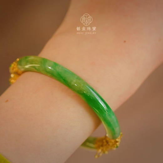 龢盒原创 18k金镶玉老翡翠手镯 商品图3