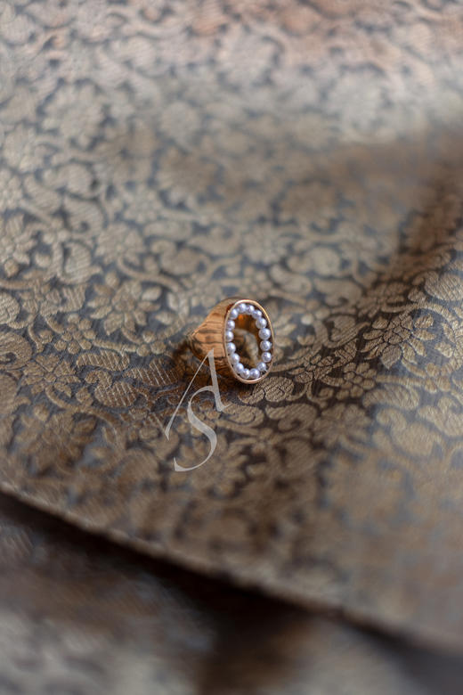 Beatriz Palacios 银镀金珍珠椭圆徽章戒 商品图0