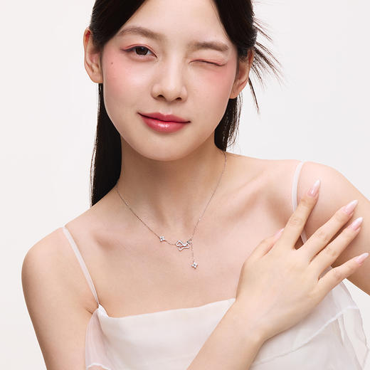 【马年限定】 卡蒂罗KADER 马上幸运项链 本命年新中式国潮轻奢原创小众设计流苏四叶草通勤百搭生肖锁骨链 好运 项链 女款 银色 礼盒款 商品图3