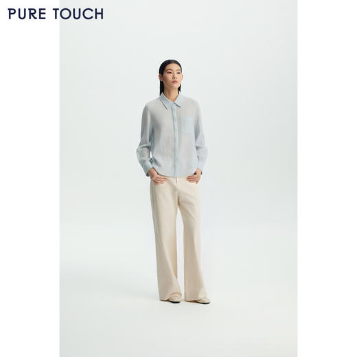 商场同款PURE TOUCH女装26春夏绵羊毛长袖衬衫翻领暗门襟通勤衬衫 商品图3