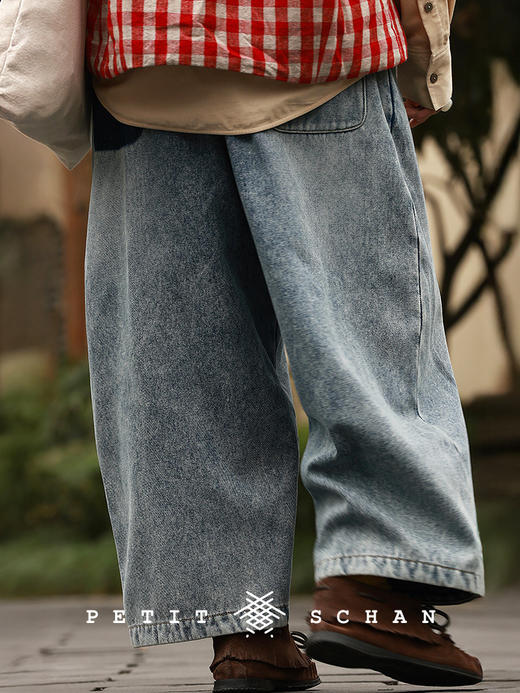 PETIT SCHAN小闪 CLO#1013 Snowflake Radish 雪花萝卜 棉混纺松紧腰加绒牛仔萝卜裤 商品图1