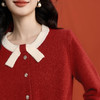 【12/31新品】熙世界节日氛围感穿搭红色毛衣开衫女秋冬女长袖撞色蝴蝶结针织衫 商品缩略图4