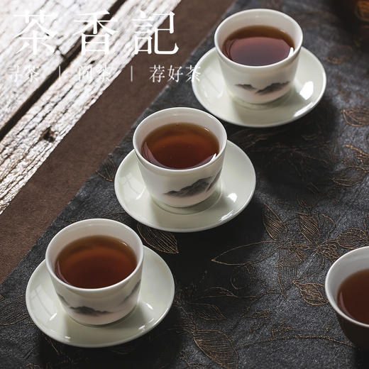 茶香记浅元手作半刀泥刻花牡丹小杯托杯垫雅致复古茶道零配茶具 商品图3