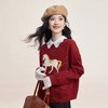 【12/31新品】熙世界「马年限定」小马提花套头毛衣冬加厚圆领本命年红色针织衫 商品缩略图3
